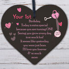 Baby's First 1st Birthday Gift For Baby Girl Boy Wooden Heart Plaque Keepsake