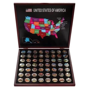 United States Of America States & National Parks x56 Gold Plated Coins Box Set - Picture 1 of 4