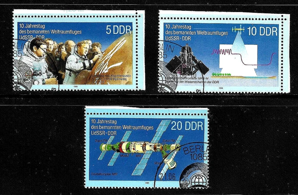 EAST GERMANY 1988 -  Set of 3 - MANNED SPACE FLIGHT - SG E2873- E2875 - CTO - Image 1 of 1