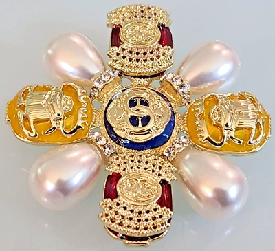 EXCEPCIONAL BROCHE PERLA BARROCA IMITACIÓN RESINA ESCARABAJO ESCARABAJO ESCARABAJO PIN TONO DORADO SIN FIRMAR Foto 1 de 4