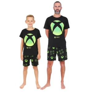 Xbox Official Mens and Boys Matching Gaming Short Pyjama Set Black - Picture 1 of 10