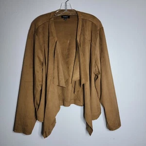 Torrid Faux Suede Jacket Plus Size 4X Waterfall Open Front Brown Long Sleeve - Picture 1 of 4