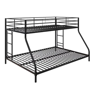 KIDS BUNK BEDS Twin over Full Low Profile Metal Black/White Available - Picture 1 of 15