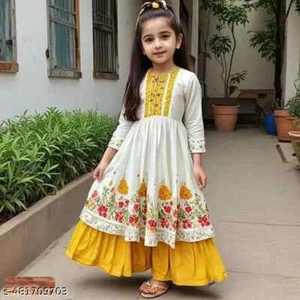 Indian Kids stylish top palazoo set, modern kurti &palazoo set girls - Picture 1 of 6