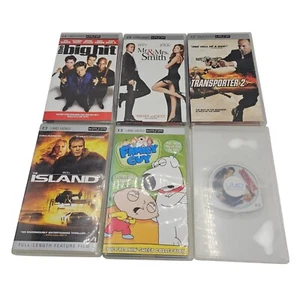 PSP UMD Lot Of 6 Movies Big Hit Mr & Mrs Smith Family Guy Island Transporter 2 - Picture 1 of 2