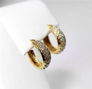 Hermosos pendientes de aro de diamantes Vermeil de plata esterlina 7/8"" - 6548 - Imagen 1 de 6