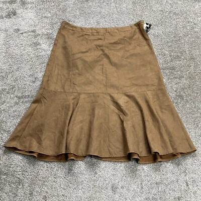 New Directions Falda Mujer 16 Marrón Imitación Gamuza Poliéster Acampanada Parte Inferior Nueva Con Etiquetas Foto 1 de 4