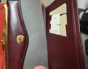 Vintage Bosca Women Brown Leather Checkbook Clutch Kiss Look Wallet Brand !new - Picture 1 of 5