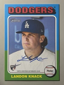Landon Knack Rookie 2024 Topps Heritage RC Rookie Real One Auto sur carte Dodgers - Photo 1 sur 3