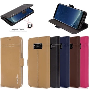 Luxury Genuine Leather Flip Stand Smart Cover Case For Samsung Galaxy S8/S8 plus - Picture 1 of 1