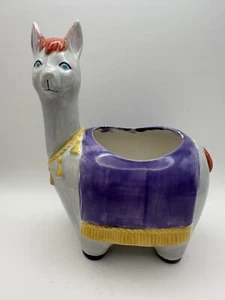 Llama Planter Kitchen Scrub Pad  Holder Kitschy Blue & White For Llama Lover’s - Picture 1 of 13