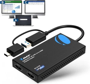 OREI SplitExtend Dual Monitor 4K 60Hz USB to HDMI Requires DisplayLink Driver - Picture 1 of 9
