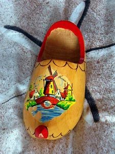 Holzschuh*Holland Schuh*Deko Schuh mit Windmühlenprint*ca. 23 cm - Bild 1 von 5