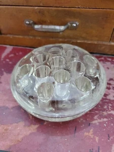 Clear Glass Frog 13 Holes Flower Arrangment Floral Stem Holder 4.5" Vintage - Picture 1 of 3