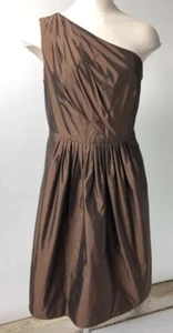 Carmen Marc Valvo Damen 6 Braun Taft One Shoulder Cocktail Etui Kleid K - Bild 1 von 8