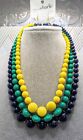 Charming Charlie Necklace Candy Coated Blue/green/yellow Set With Earrings