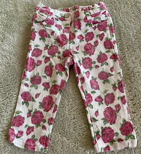 Janie & Jack Girls White Pink Roses Jeans 12-18 Months - Picture 1 of 8