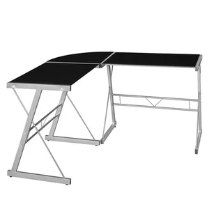 Home Corner Desk, 60 inch, Black Glass - Picture 1 of 5