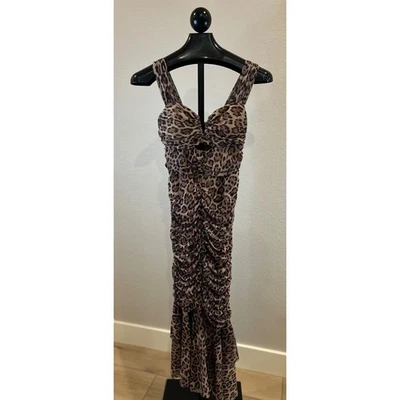 MABLE леопард печать собранными в Рюш оболочка миди платье женщин размер M - Изображение 1 из 4