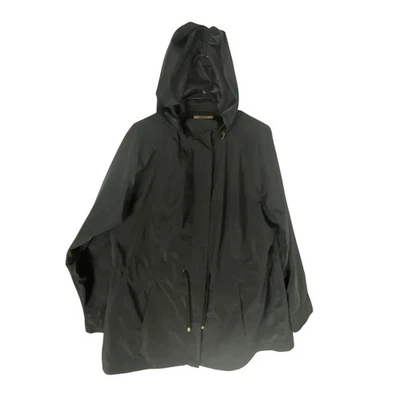 Ava & Viv Jacket Womens 1X Black Hooded Water Resistant Anorak Raincoat Plus - Image 1 of 4
