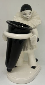 Jarrón de cerámica vintage Art Deco Pierrot/payaso francés con estatuilla - Imagen 1 de 5