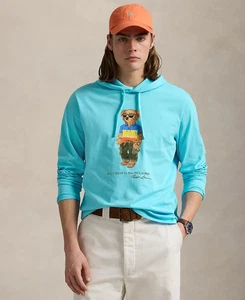 Polo Ralph Lauren Uomo Polo Bear Jersey T-Shirt con Cappuccio Colore Blu Taglia XL - Foto 1 di 4