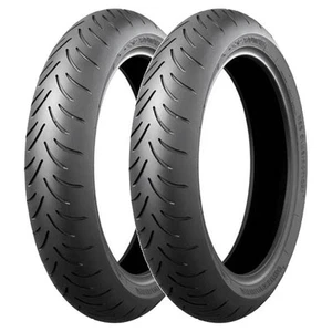 TYRE PAIR BRIDGESTONE 90/80-14 49P + 120/70-14 61P BATTLAX SC1 - Picture 1 of 5