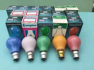 14 x Lámparas incandescentes GLS 15W verde/azul/rojo/ámbar/rosa BC - Imagen 1 de 2