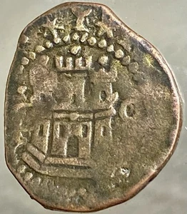 1500’s Medieval Spanish Coin King 1575-1585 Very Nice Philip II 2 Maravedis - Picture 1 of 9