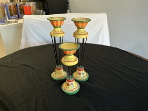 Vintage Pfaltzgraff Set Of 3 Napoli Black Metal And Resin Candle Holders - Picture 1 of 19