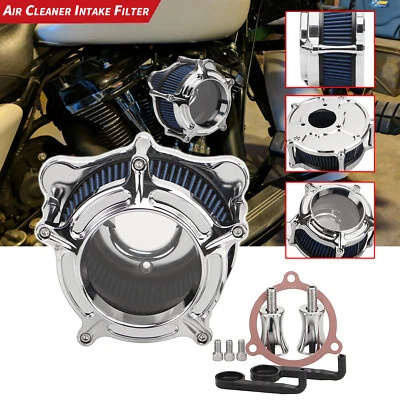 Chrome Air Cleaner Intake Filter For Harley Touring Street Glide FLTR Slim FLS Foto 1 de 4