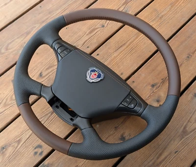 NEU LEDER Lenkrad für Scania P G R T Serie 2004-2017 LKW SCHWARZ BRAUN - Image 1 of 4