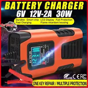 6V 12V 2A Battery Charger Maintainer Trickle Car Motorcycle Lawn Mower Repair AU - Picture 1 of 12