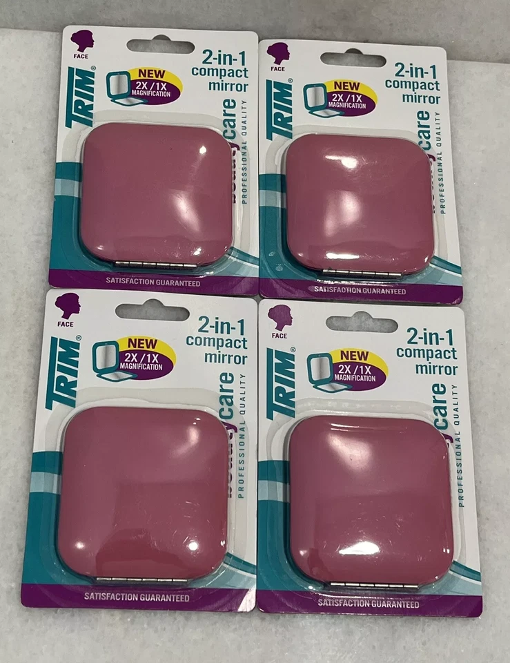 TRIM 2-in-1 Pink Compact Professional Beauty Makeup Mirror 2X/1X Magnification