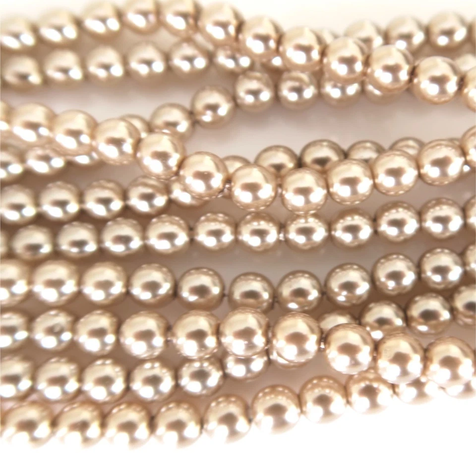 Cocoa Gold 4mm Round Czech Glass Pearl Polished Beads x 25 - Image 1 of 1