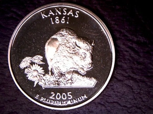 2005 S 25C KANSAS Proof 50 Staaten Quartal **KOSTENLOSER VERSAND** - Bild 1 von 2