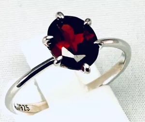 Classic Oval Garnet Solitaire .925 Sterling Silver Ring, Size 8, RG-SE100-8 - Picture 1 of 6