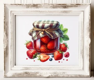 Strawberries Wall Art Print, Strawberry Kitchen Art Print, Home Decor Art #153 - Picture 1 of 2