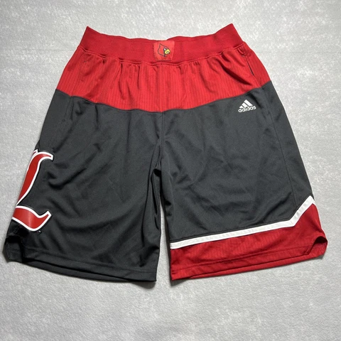Louisville Cardinals adidas Athletic Basketball Shorts Men's XL Black Red NWOT Cover