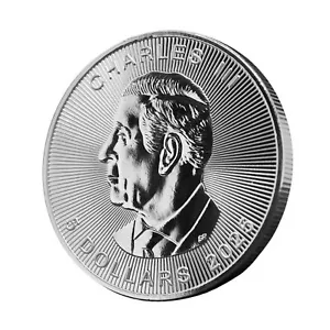 1: 1 2025 Maple Leaf Coin Silver Maple L Leaf $5 Coin BU Commemorative Coin - Picture 1 of 4
