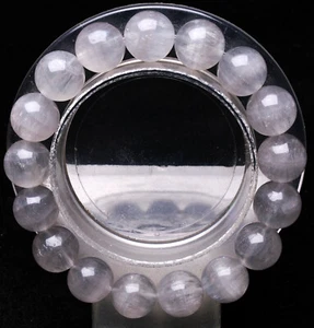 11.7mm Rare Natural White Rabbit hair Quartz Crystal Round Beads Bracelet AAAA - Picture 1 of 6