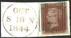 GB QV 1841 1d Red-Brown - SG8 - Plate 46 - Letters AD - on piece