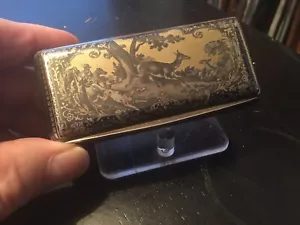 SELTENE ANTIKE SILBER FRANZÖSISCHE NIELLO SCHNUPFTABAKDOSE / SCHMUCKDOSE 1880’er WUNDERSCHÖN - Bild 1 von 13