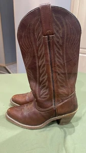 Bermans Western Boots Womens 6B Cowgirl Brown Leather Mid Pull Over Heels - Picture 1 of 10