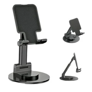 Phone Stand for Desk, 360 Degree Rotating Phone Stand Adjustable Cell Black - Picture 1 of 7
