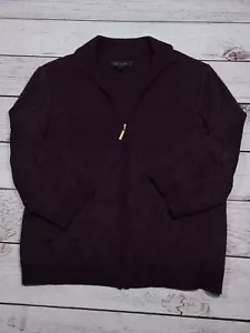 St. John Strick Wollmischung Reißverschluss Muster lila burgunderrot Jacke Damen Medium P6 - Bild 1 von 9