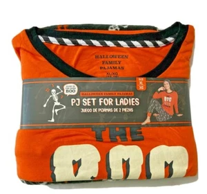 Halloween PJ Set Ladies XL 16-18 Glow Dark Boo Crew Shirt Matching Pants Pjs - Picture 1 of 7