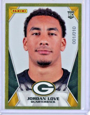2020 Panini NFL Sticker & Card Collection Gold SSP #001/010 #91 Jordan Love RC