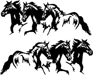 Running Horses Vinyl Decal Horse Trailer Truck 22" Set of 2 - Picture 1 of 1