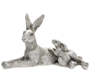 Hare Baby Statue Silver Colour Lying Down Hare Lovers Gift LP47399 - Picture 1 of 8